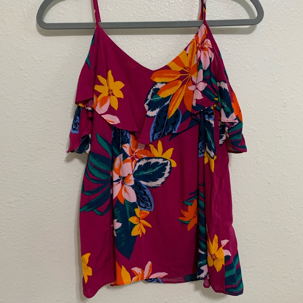 Old Navy Floral Cold Shoulder Top Size Medium